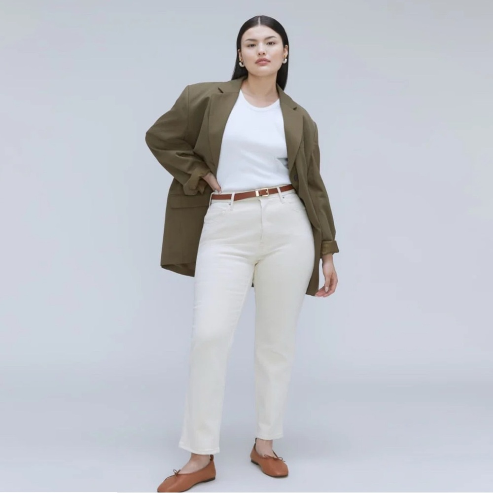 Everlane Women's Straight Leg Cream Jeans